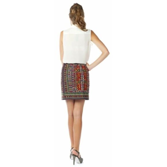Anthropologie Tolani Michelle Black Mirrored Skirt Women's Size Medium - Picture 2 of 13